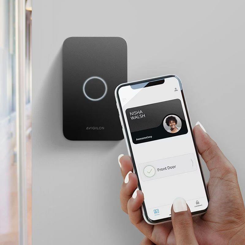 Access control card reader on school entrance